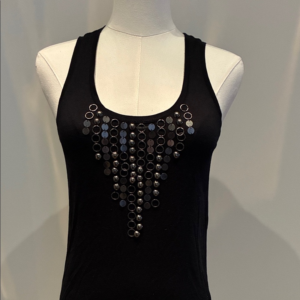 Tristan Black Tank Top with Silver Accents - Picture 1 of 5